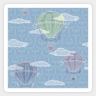 Hot air balloons on art nouveau pattern Sticker